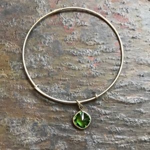 Alex and Ani Sterling bracelet. Green crystal